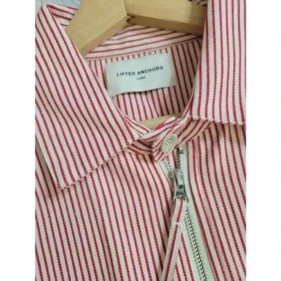 Lifted anchors red striped zip up Shirt Jacket L - Picture 10 of 10